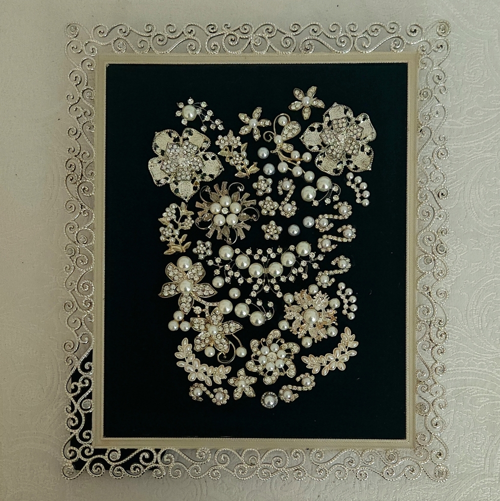 Custom Made Silver And Pearl Jewelry Art For Home Or Wall Decor